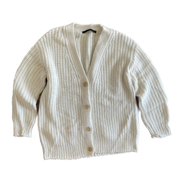 JENNI KAYNE Oversized Alpaca Cocoon Cardigan in Ivory/White/Cream - Picture 8 of 10